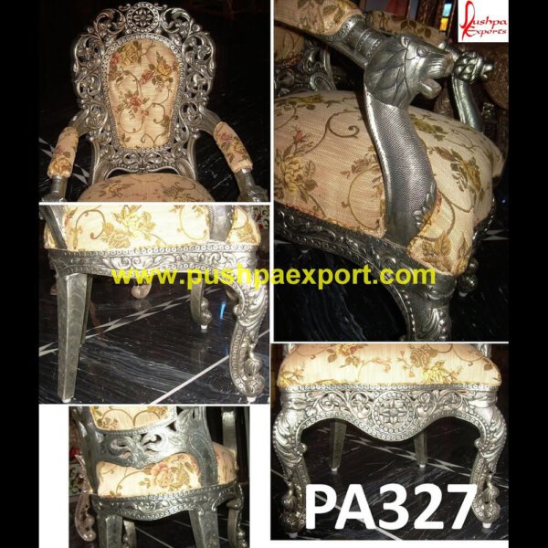 Royal Carved Silver Vanity Chair PA327 - Dining Chair With Silver Legs, Crushed Velvet Silver Dining Chairs, Cream And Silver Dining Chairs, Blue And Silver Dining Chairs, Black Silver Dining Chairs, Black Silver Chair,.jpg