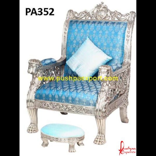 Silver Carving Lion Throne PA352 - Black And Silver Dining Table And Chairs, Black Silver Chair, Black Silver Dining Chairs, Blue And Silver Dining Chairs, Cream And Silver Dining Chairs, Crushed Velvet Silver Dinin.jpg