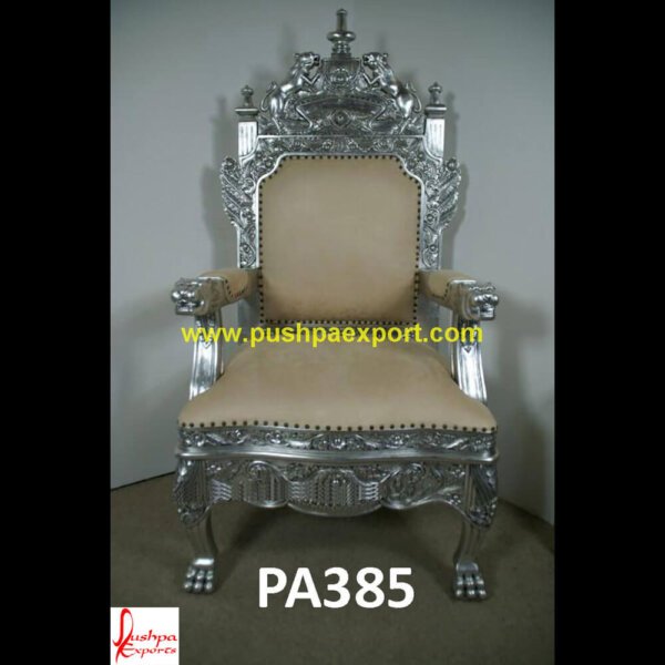 Silver Carved Big Throne PA385 - Silver Grey Dining Table And Chairs, Silver Grey Velvet Dining Chairs, Silver King Chair, Silver Leather Dining Chair, Silver Metal Dining Chair, Silver Metal Dining Room Chairs, S.jpg