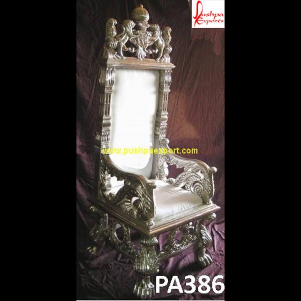 Silver Grey Lion Thrones Chair PA386 - Silver Grey Velvet Dining Chairs, Silver King Chair, Silver Leather Dining Chair, Silver Metal Dining Chair, Silver Metal Dining Room Chairs, Silver Sofa Chair, Silver Throne Chair.jpg