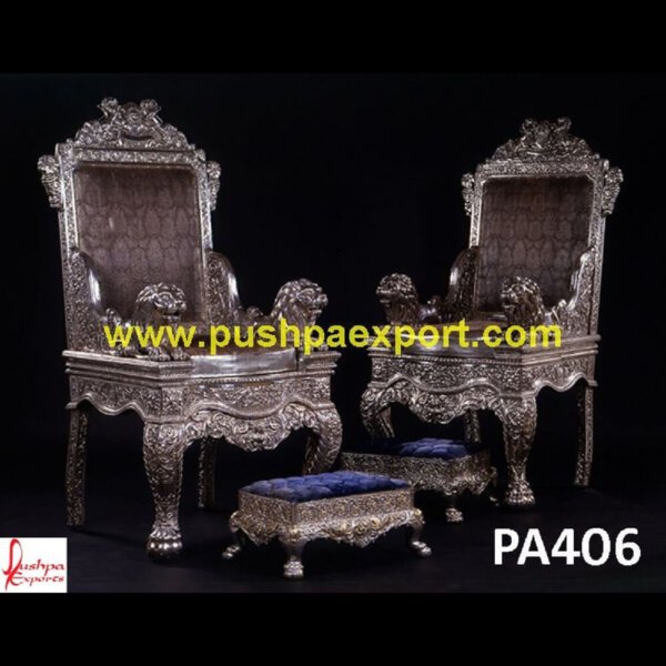 Lion Throne Silver Vanity Chair PA406 - White And Silver Dining Table And Chairs, White And Silver Throne Chair, White And Silver Throne Chair Rental, White Silver Dining Chairs, Silver Chair Furniture, Silver Chair For.jpg