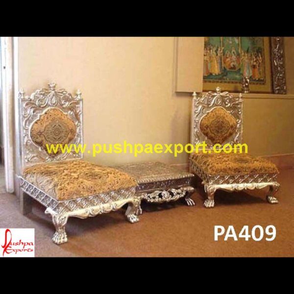 Silver Low Height Carving Chair PA409 - White Silver Dining Chairs, Silver Chair Furniture, Silver Chair For Dressing Table, Silver Chair For Bedroom, Silver And Black Dining Chairs, Silver Accent Chair, Pink And Silver.jpg