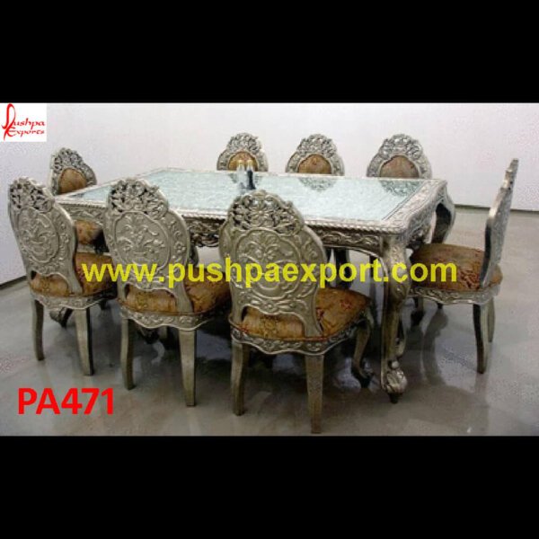 Royal Carving Silver Dining Room Table And Chairs PA471_Silver White Metal Carving Dining Table Dining Chair dining table set,silver and black dining room set,silver dining table and chairs,silver and black dining table,round silver dining tabl.jpg