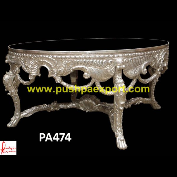 Silver Engraved Dining Room Table PA474_Silver White Metal Carving Dining Table Dining Chair silver dining table set,silver glass dining table,white and silver dining table,black and silver dining table,black silver dining table.jpg