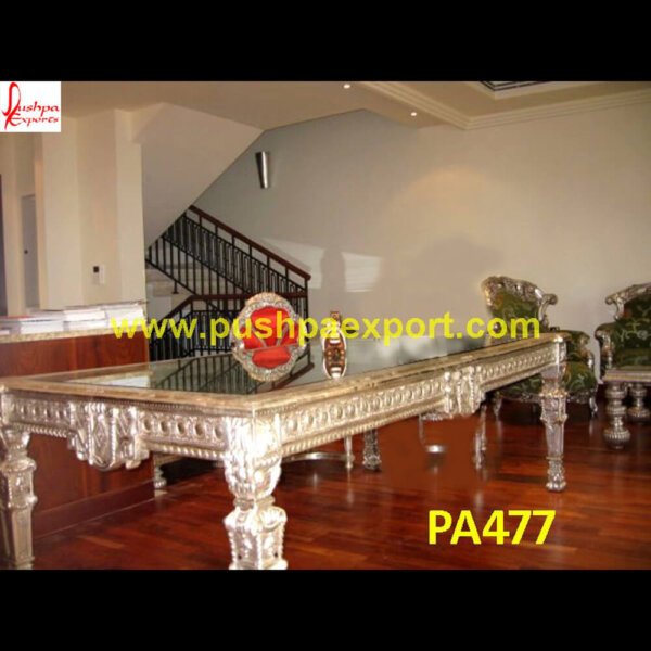 Silver Dining Table And Chair PA477_Silver White Metal Carving Dining Table Dining Chair silver dining table set,silver glass dining table,white and silver dining table,black and silver dining table,black silver dining table.jpg