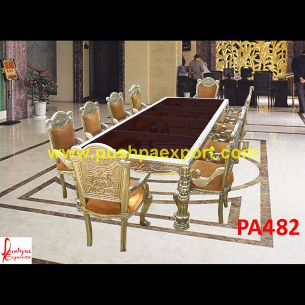 Silver Carved Dining Table And Chairs Set PA482_Silver White Metal Carving Dining Table Dining Chair silver dining room set,silver dining table,silver round table,round silver dining table,black and silver dining room table set,silver c.jpg