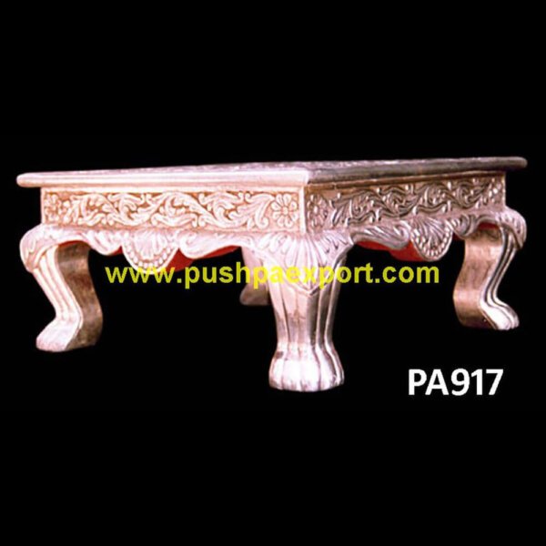 Silver Carved Chowki PA917 silver coating stool, silver crushed velvet dressing table stool, silver decorative stool, silver dressing stool, silver grey dressing table stool, silver grey foot stool, silver grey sto.jpg