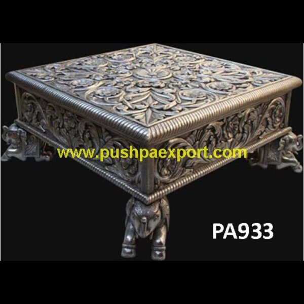 Elephant Legs Silver Plated Chowki PA933 silver pooja stool, silver stool ampullary carcinoma, silver stool chair, silver stool for pooja, silver velvet stool, small silver stool, silver vanity stool, german silver chowki, germa.jpg