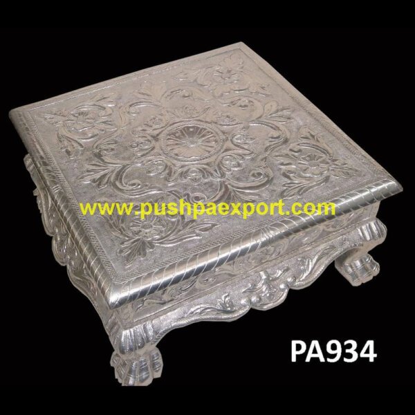 Royal Carving Silver Chowki PA934 silver stool ampullary carcinoma, silver stool chair, silver stool for pooja, silver velvet stool, small silver stool, silver vanity stool, german silver chowki, german silver pooja chowk.jpg