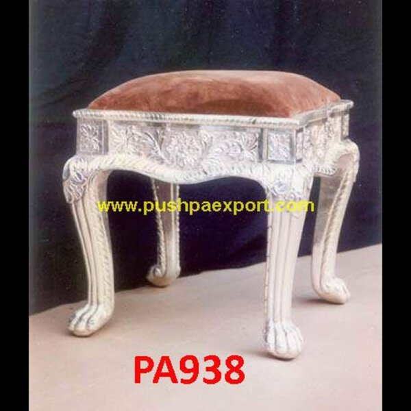 Silver Dressing Stool PA938 small silver stool, silver vanity stool, german silver chowki, german silver pooja chowki, german silver pooja stool, german silver stool, grey and silver stool, grey silver stool, pink a.jpg