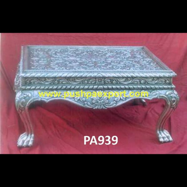 Royal Carving Handcrafted Silver Chowki PA939 silver vanity stool, german silver chowki, german silver pooja chowki, german silver pooja stool, german silver stool, grey and silver stool, grey silver stool, pink and silver dressing t.jpg