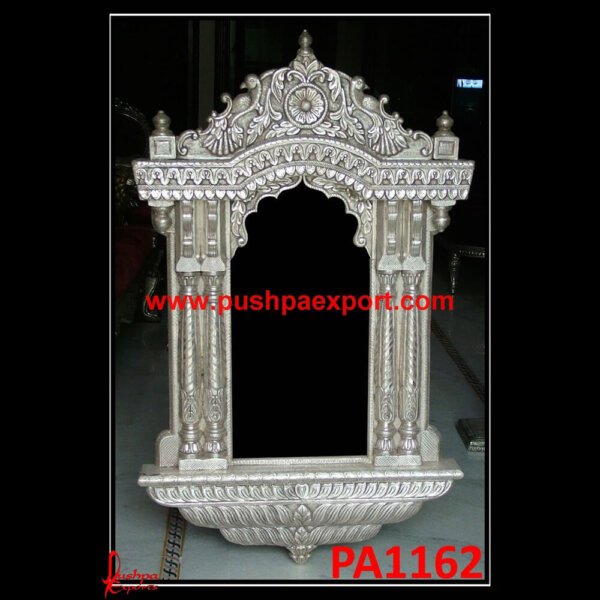 Silver Sheet Covered Wooden Jharokha PA1162 - silver poster frame,silver vanity mirror,silver wall frames,sterling frames,sterling picture frames,sterling silver frame,sterling silver photo.jpg