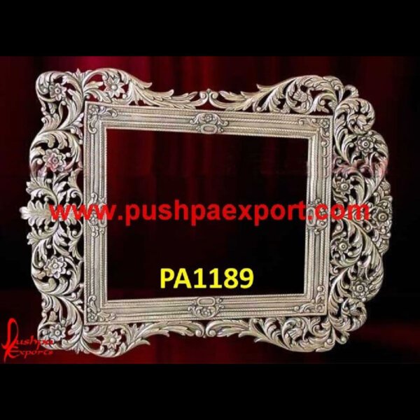 Silver Floral Carving Wall Frame PA1189 - silver frame large mirror,silver frame round mirror,silver frame wall mirror,silver ornate frame,silver picture frames for wall,silver plated fram.jpg