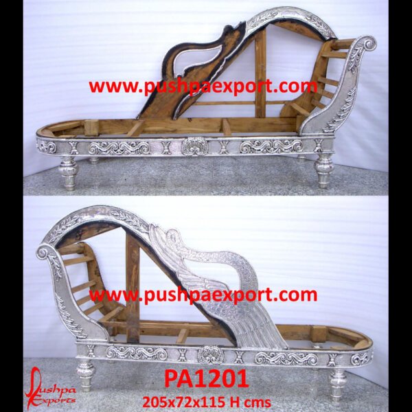 Silver Carved Peacock Lounger PA1201 Carved silver daybed, Carving Lounger, Silver daybeds, Carved indian daybed, Carved teak daybed, Carved wood ottoman, Silver Lounger, Silver carved lounger, Silver day bed.jpg