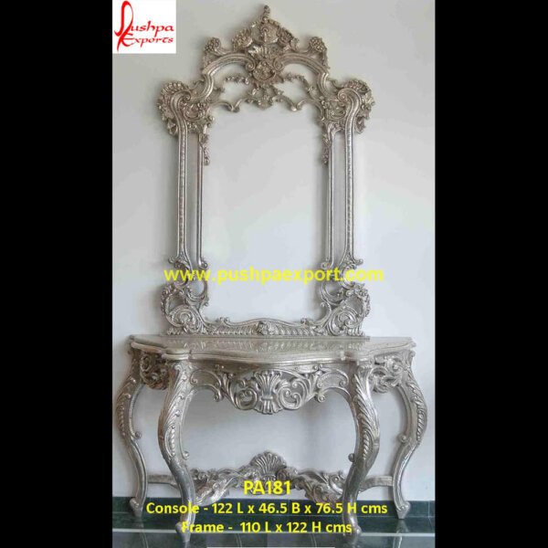 Silver Carving Vanity Mirror Frame And Dressing Table PA181. Gold and silver frames, silver and gold picture frames, silver frame bathroom mirror, silver frame engraved,silver frame full length mirror,silver.jpg