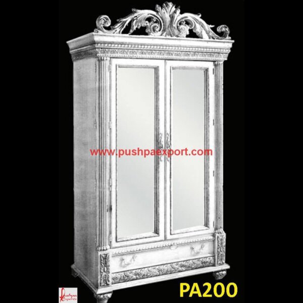 Silver Armoire PA200 silver armoire, antique silver wardrobe, black and silver chest of drawers, black and silver embossed chest of drawers, black and silver embossed wardrobe, black.jpg