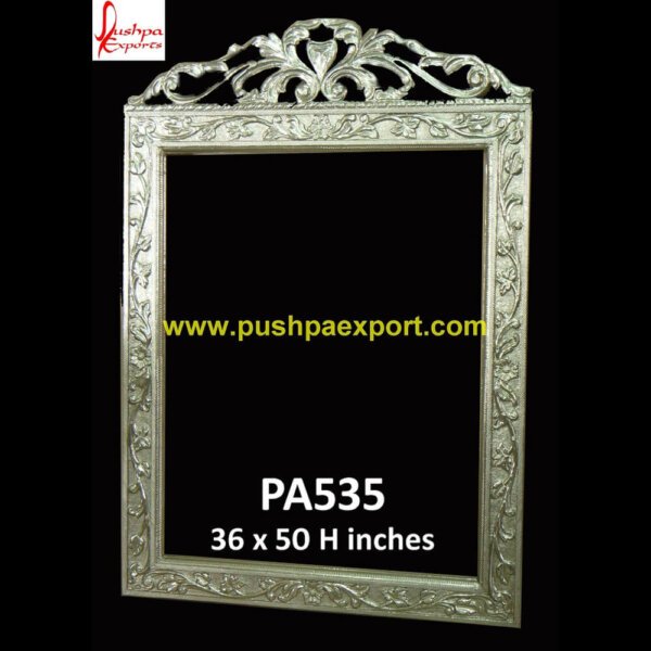 Silver Wooden Carved Mirror Frame PA535 - silver frame large mirror,silver frame round mirror,silver frame wall mirror,silver ornate frame,silver picture frames for wall,silver plated frame.jpg