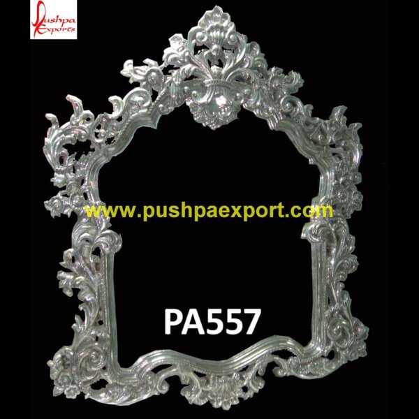 Silver Carved Floral Mirror Frame PA557 -silver frame large mirror,silver frame round mirror,silver frame wall mirror,silver ornate frame,silver picture frames for wall,silver plated frames.jpg