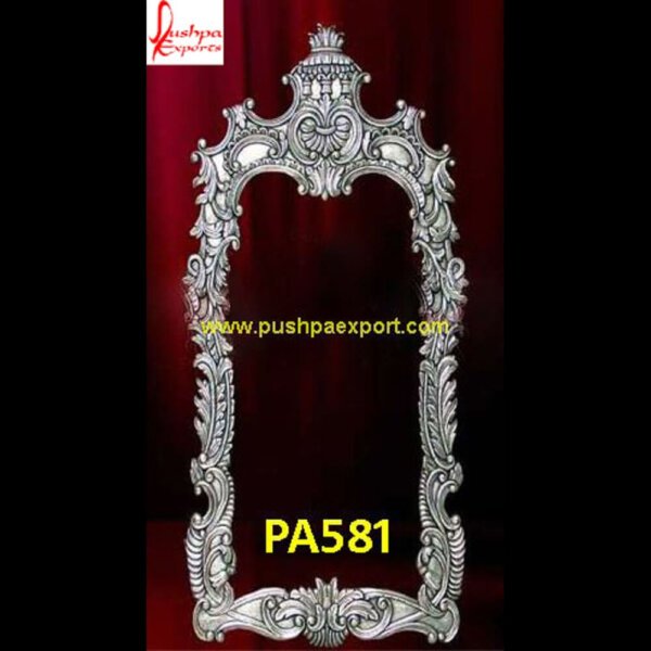 Wood Carved Silver Frame PA581 - silver frame large mirror,silver frame round mirror,silver frame wall mirror,silver ornate frame,silver picture frames for wall,silver plated frame.jpg