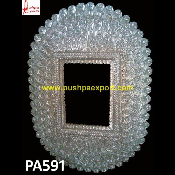 Round Shaped Silver Mirror Frame PA591 - silver poster frame,silver vanity mirror,silver wall frames,sterling frames,sterling picture frames,sterling silver frame,sterling silver photo.jpg