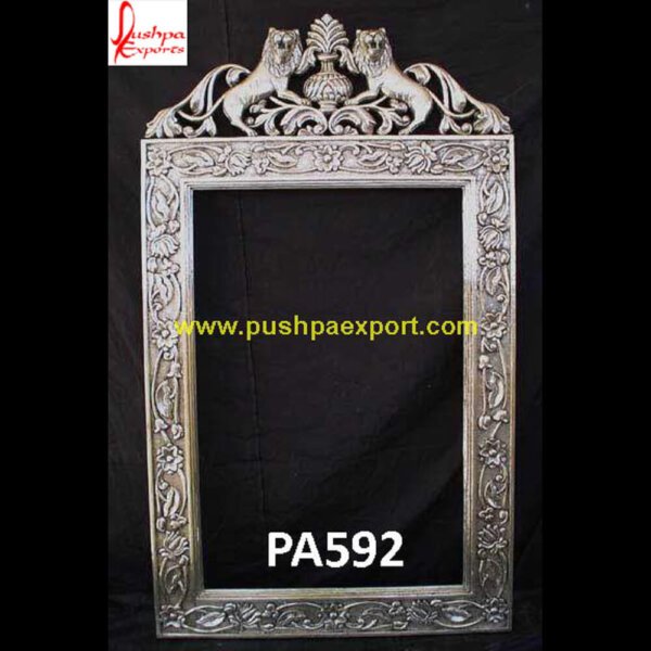 Lion Design Silver Carving Frame PA592- silver poster frame,silver vanity mirror,silver wall frames,sterling frames,sterling picture frames,sterling silver frame,sterling silver photo.jpg