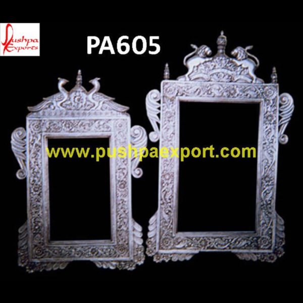 Peacock Carving Silver Photo Frame PA605 - silver mirror frame,silver pictures frame,silver vanity mirror, antique silver picture frame,silver carved mirror frame,vintage silver picture fram.jpg