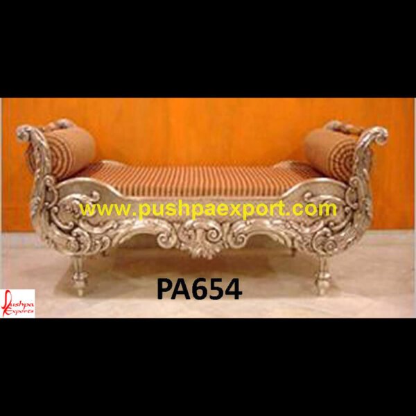 Silver Carved Lounger For Living Room PA654 Carved silver daybed, Carving Lounger, Silver daybeds, Carved indian daybed, Carved teak daybed, Carved wood ottoman, Silver Lounger, Silver carved lounger, Silver day bed.jpg