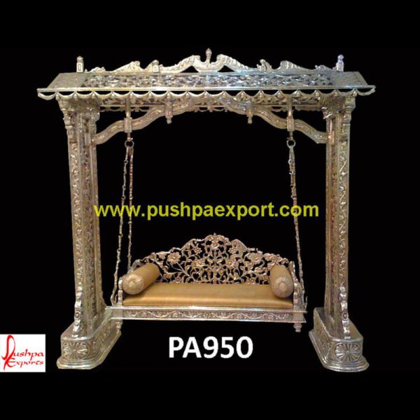 Silver Plated Jhula PA950 Silver Coated Jhula, German Silver Sheet Covered Swing, Silver Sheet Covered Jhula, Silver Sheet Covered Swing, Silver Carved Jhula, Silver Carving Jhula, Silver Carving Swing, Silver Met.jpg