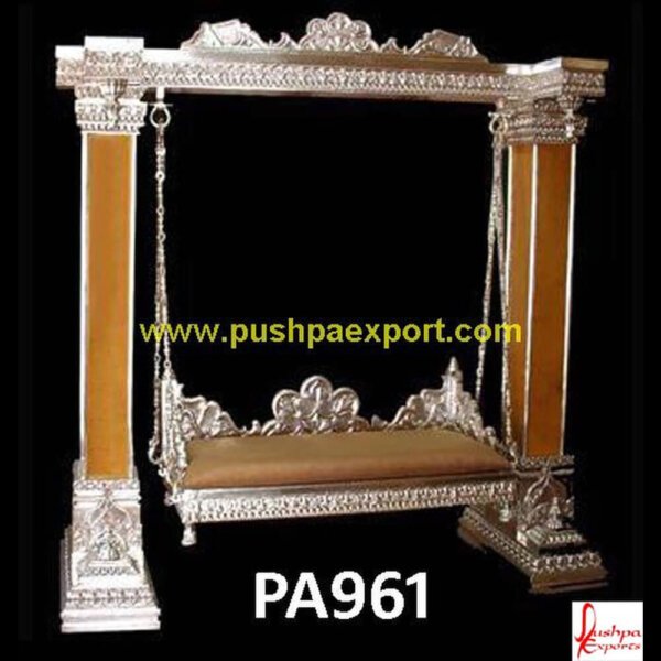 German Silver Carved Swing PA961 Silver Coated Jhula, German Silver Sheet Covered Swing, Silver Sheet Covered Jhula, Silver Sheet Covered Swing, Silver Carved Jhula, Silver Carving Jhula, Silver Carving Swing.jpg