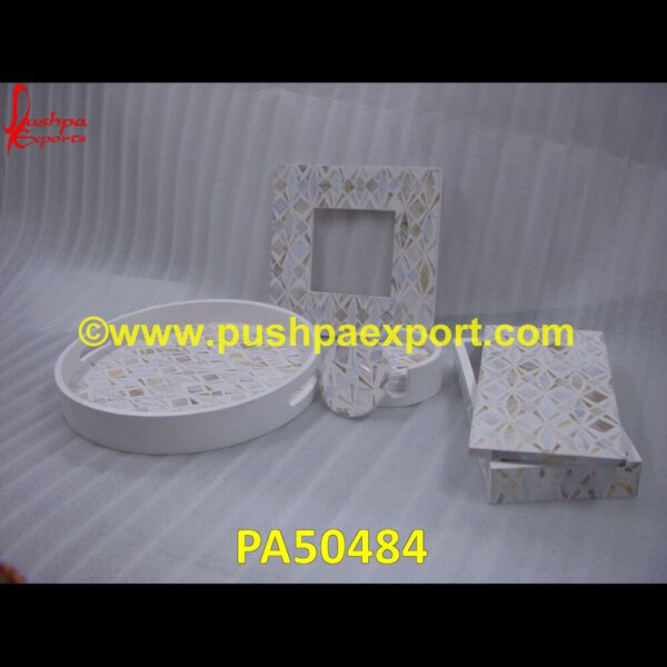 MOP Tray Coaster and Accesory Set PA50484 Mop Soap Dish, Mop Soap Tissue Box, Mop Soap Tissue Paper Box, Mop Soap Tray, Mother Of Pearl Bathroom Accessory Set, Mother Of Pearl Bathroom Set From India, Mother Of Pearl Bathroom.jpg