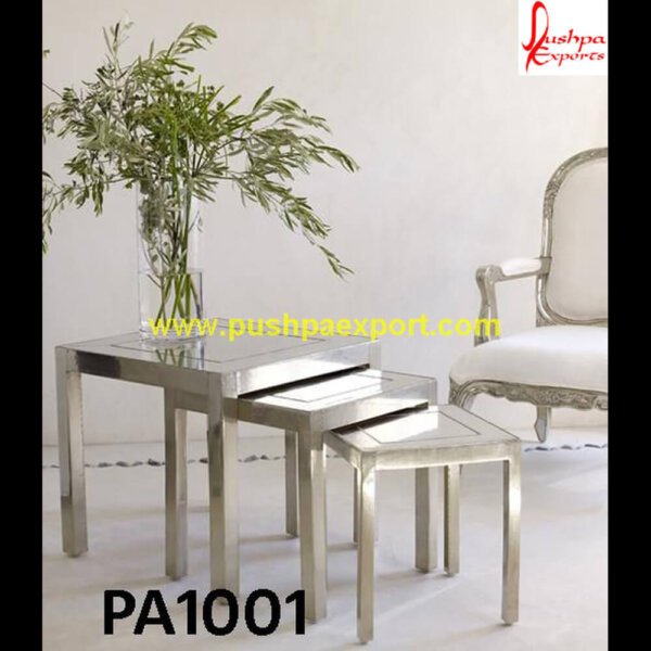 Modern Silver Engraved Nested Table PA1001 small silver table,small silver coffee table,silver wood coffee table,silver vanity table,silver vanity desk,silver sofa table,silver glass table,silver glass console table,silver glass coffee t.jpg