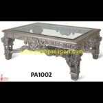 Silver Glass Carving Center Table