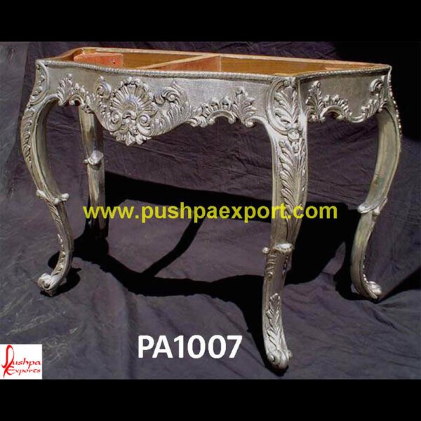 Modern Silver Metal Carving Console Table PA1007 round silver coffee table,silver coffee table set,silver console table,silver table,black and silver coffee table,Silver carved accent table,Silver carved console table.jpg