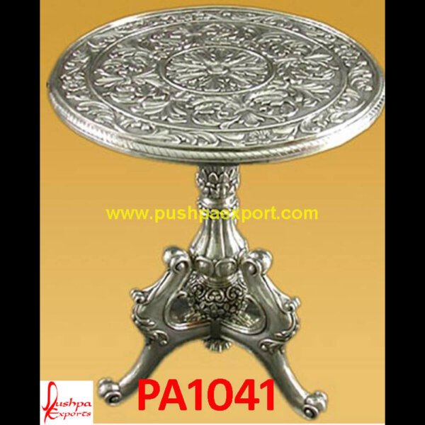 Round Silver Carving  Vanity Table PA1041 round silver coffee table,silver coffee table set,silver console table,silver table,black and silver coffee table,Silver carved accent table,Silver carved console table.jpg