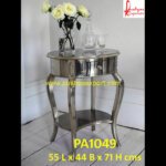 Round Silver Carving End Table