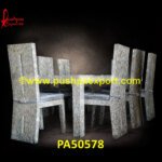 White Mother Of Pearl Inlay Dining Table and Chairs Set