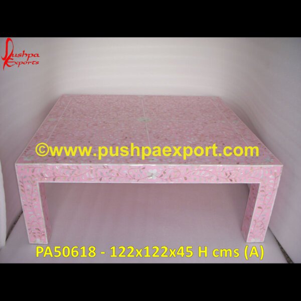 Pink Mother Of Pearl Inlay Center Table PA50618 (A) Round Inlay Coffee Table, Round Inlay Dining Table, Round Inlay Table, Rounded Inlay Drum Coffee Table, Rounded Inlay Drum Side Table, Shell Inlay Bedside Table, Shell Inlay Coffee Table.jpg