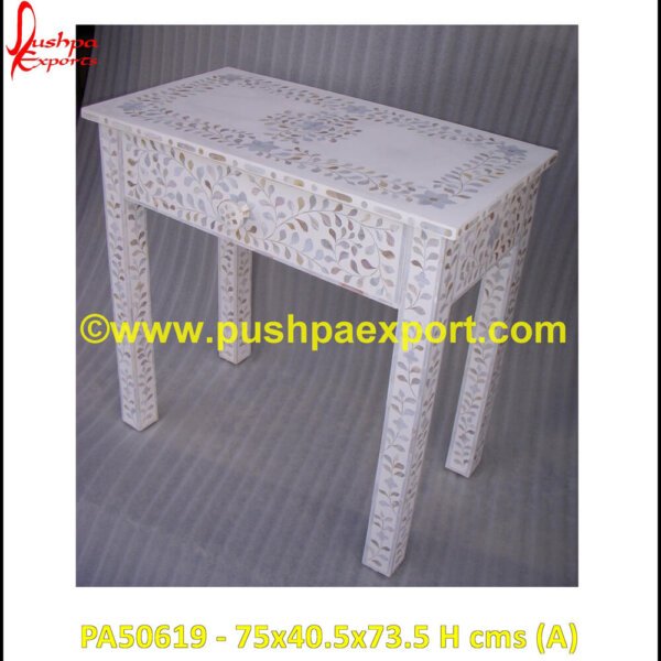 White MOP Inlay Console Table PA50619 (A) Round Inlay Table, Rounded Inlay Drum Coffee Table, Rounded Inlay Drum Side Table, Shell Inlay Bedside Table, Shell Inlay Coffee Table, Shell Inlay End Table, Shell Inlay Side Table.jpg