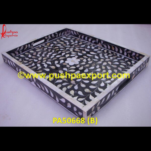 PA50668 (B) Shell Inlaid Tray, Small Inlay Tray, Tray With Inlay, Vanity Tray Inlay, White Blue Bone Inlay Tray, White Mother Of Pearl Inlay Rectangular Tray, Wood And Mother Of Pearl Inlay Tray.jpg