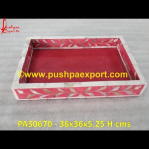 Mother Of Pearl Inlay Pink Tray