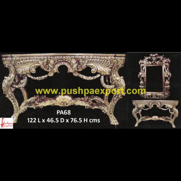 Carving Silver Console Table PA68 round silver coffee table,silver coffee table set,silver console table,silver table,black and silver coffee table,Silver carved accent table,Silver carved console table.jpg