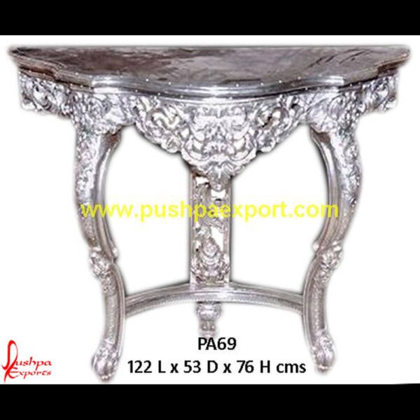 Carving Silver Vanity Table PA69 round silver coffee table,silver coffee table set,silver console table,silver table,black and silver coffee table,Silver carved accent table,Silver carved console table.jpg