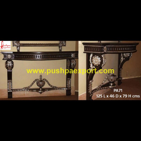 Silver Metal Carved Table PA71 round silver coffee table,silver coffee table set,silver console table,silver table,black and silver coffee table,Silver carved accent table,Silver carved console table.jpg