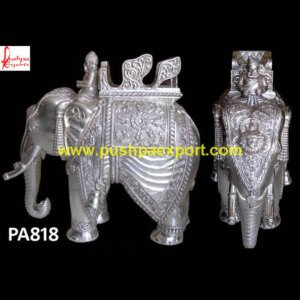 Silver Carved Elephant Statues