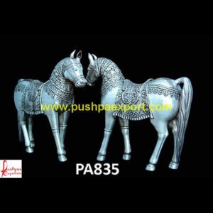 Silver Carved Horse Statues