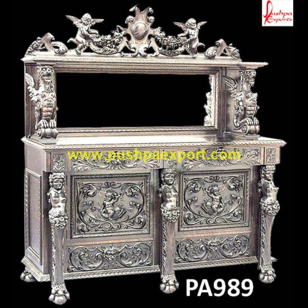Modern Silver Carved Dressing Table PA989 round silver coffee table,silver coffee table set,silver console table,silver table,black and silver coffee table,Silver carved accent table,Silver carved console table.jpg