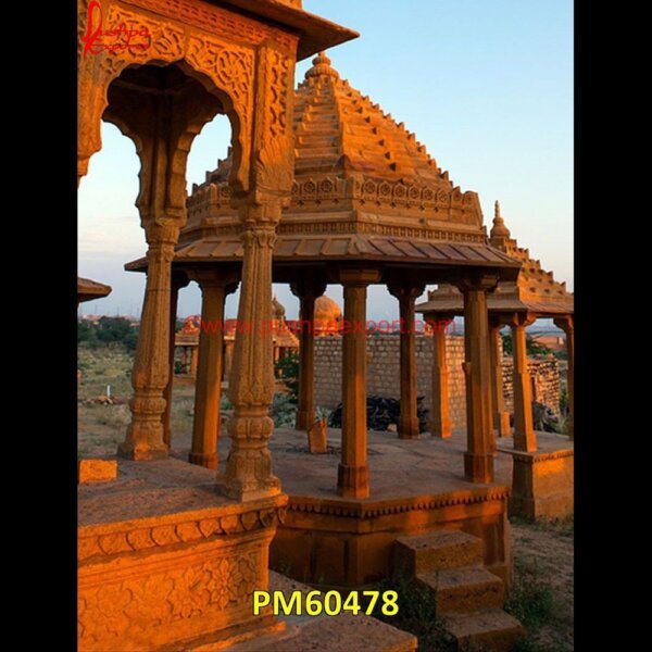 Jaisalmer Stone Gazebo PM60478 marble column gazebo,marble gazebo outdoor,marble pergola,outdoor marble gazebo,red stone chatri,round marble gazebo,sandstone gazebo,stone and wood gazebo,stone chatri,stone colum.jpg