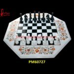 Inlay Art Black And White Marble Chess Set