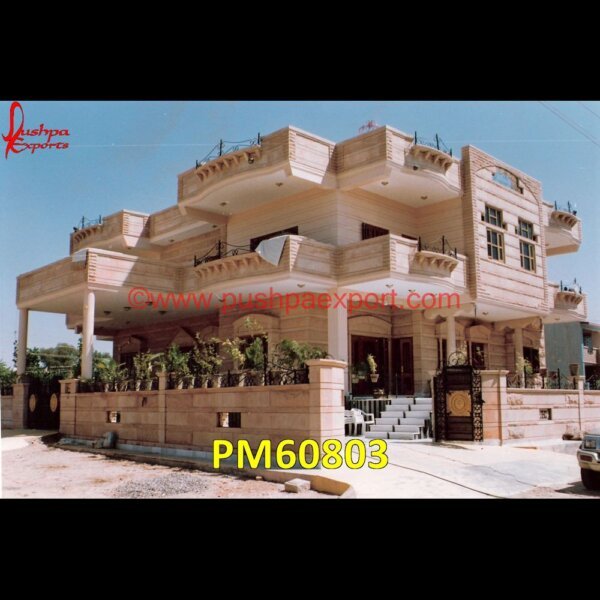 Jodhpur Stone Home Front Elevation PM60803 stone wall elevation,travertine elevation,wall elevation stone tiles,yellowstone elevation,black stone elevation,brick and stone elevations,elevation jodhpur stone house design,ele.jpg