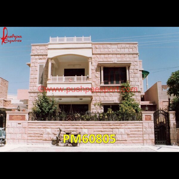 Handicraft Pink Stone Front Elevation PM60805 wall elevation stone tiles,yellowstone elevation,black stone elevation,brick and stone elevations,elevation jodhpur stone house design,elevation marble tiles,elevation stone claddi.jpg